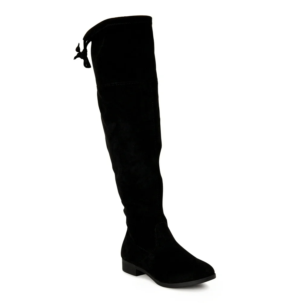 Time and Tru Black Over-the-Knee Boots with Suede Finish